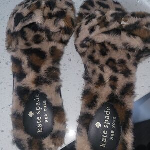 Kate Spade Fuzzy Animal Print Slippers